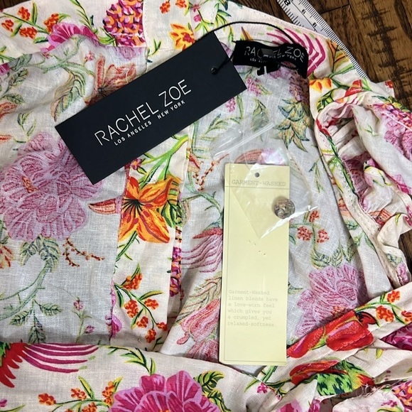 Linen Rachel Zoe set top and shorts linen & rayon floral pattern Sz L nwt - Picture 14 of 16